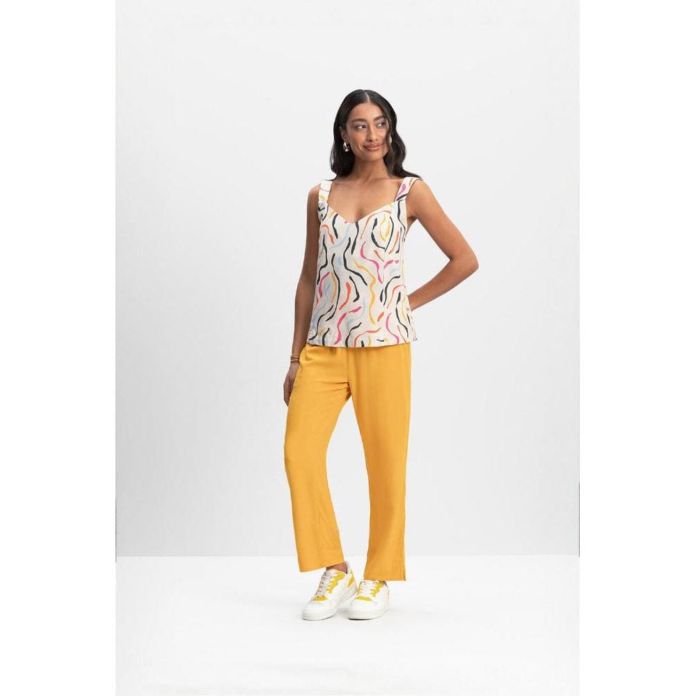 Blusa feminina em viscose sarjada Essendi Blusa Feminina Tecido de Viscose Sarjado Estampa Colorida Essendi P