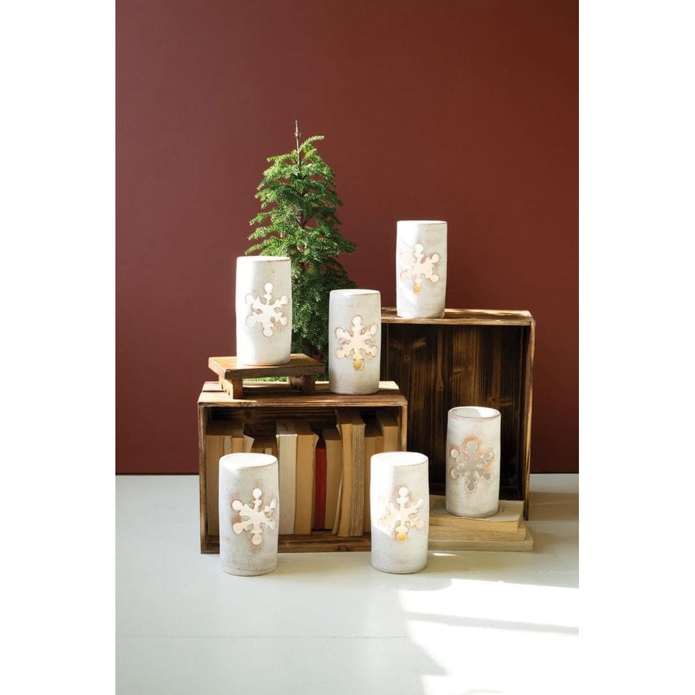 Porta vela Kalalou Diseño Copo de Nieve Altura 20 cm