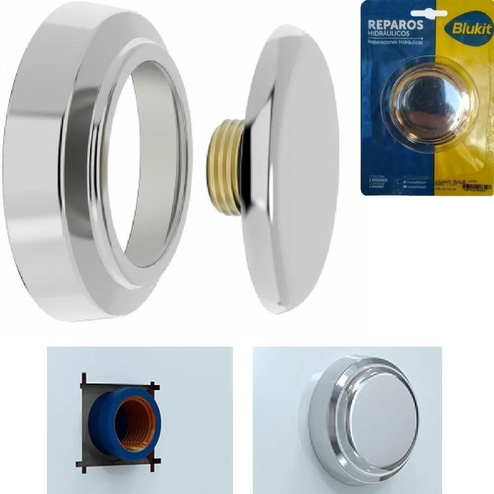 10X Acabamento Plug De Latão Com Canopla Cromada Rosca 1/2 B