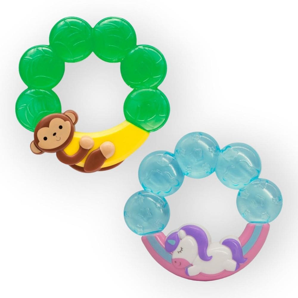 Kit 2 Mordedores Infantil Argola Agua Textura Macia