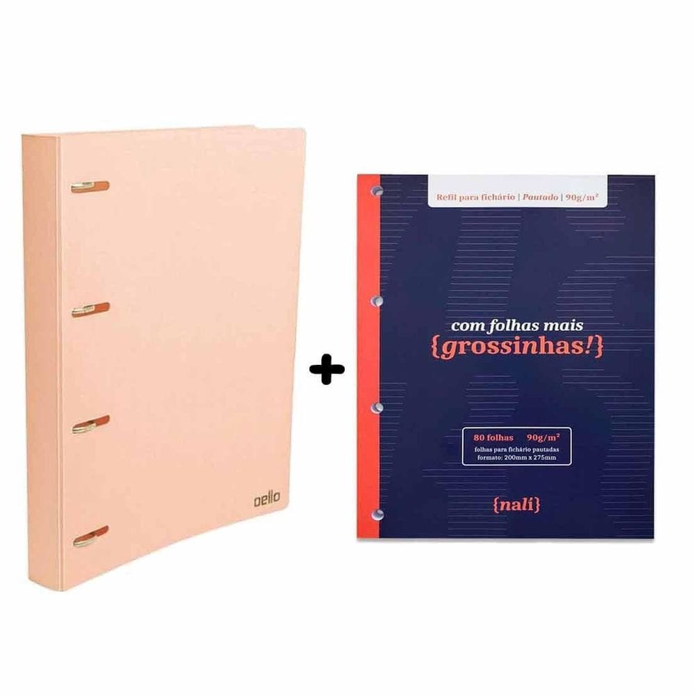 Fichario Universitario Tons Pasteis Papaya Com Refil Nali