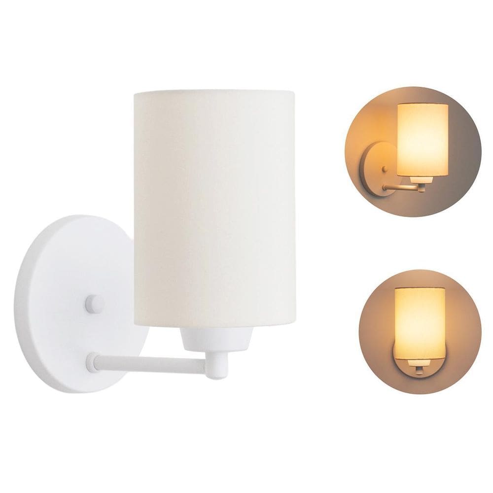 Arandela Branca Com Cúpula Tecido Cru Quarto Cabeceira Cama.