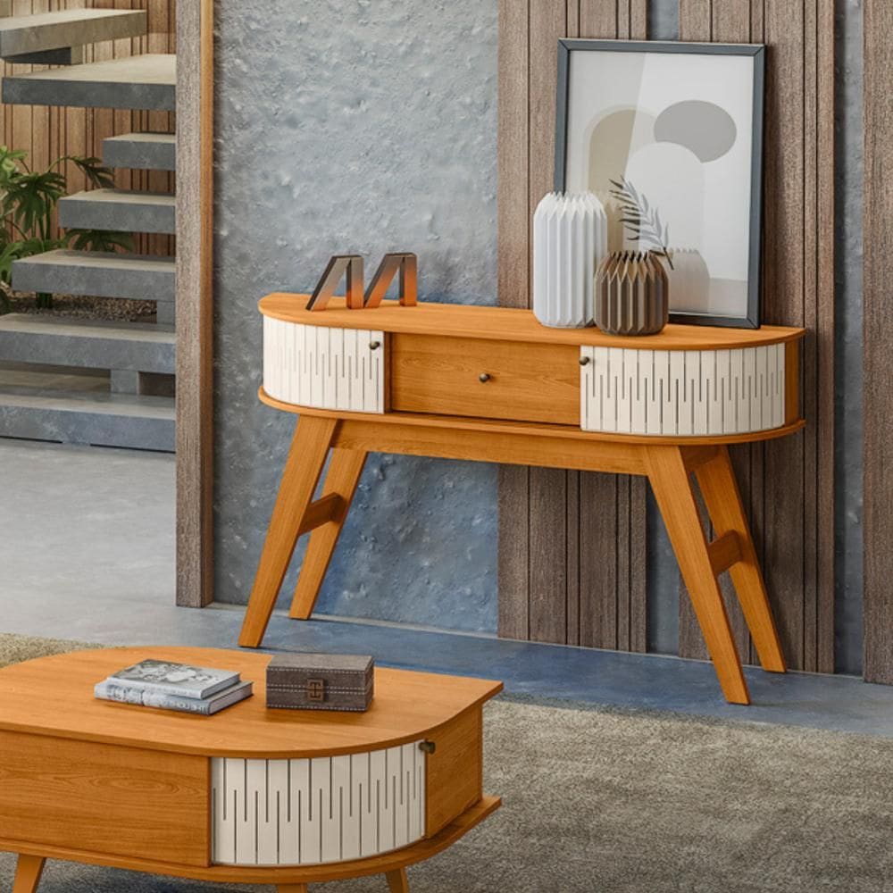 Aparador Turim com Nichos Cinamomo/Off-White