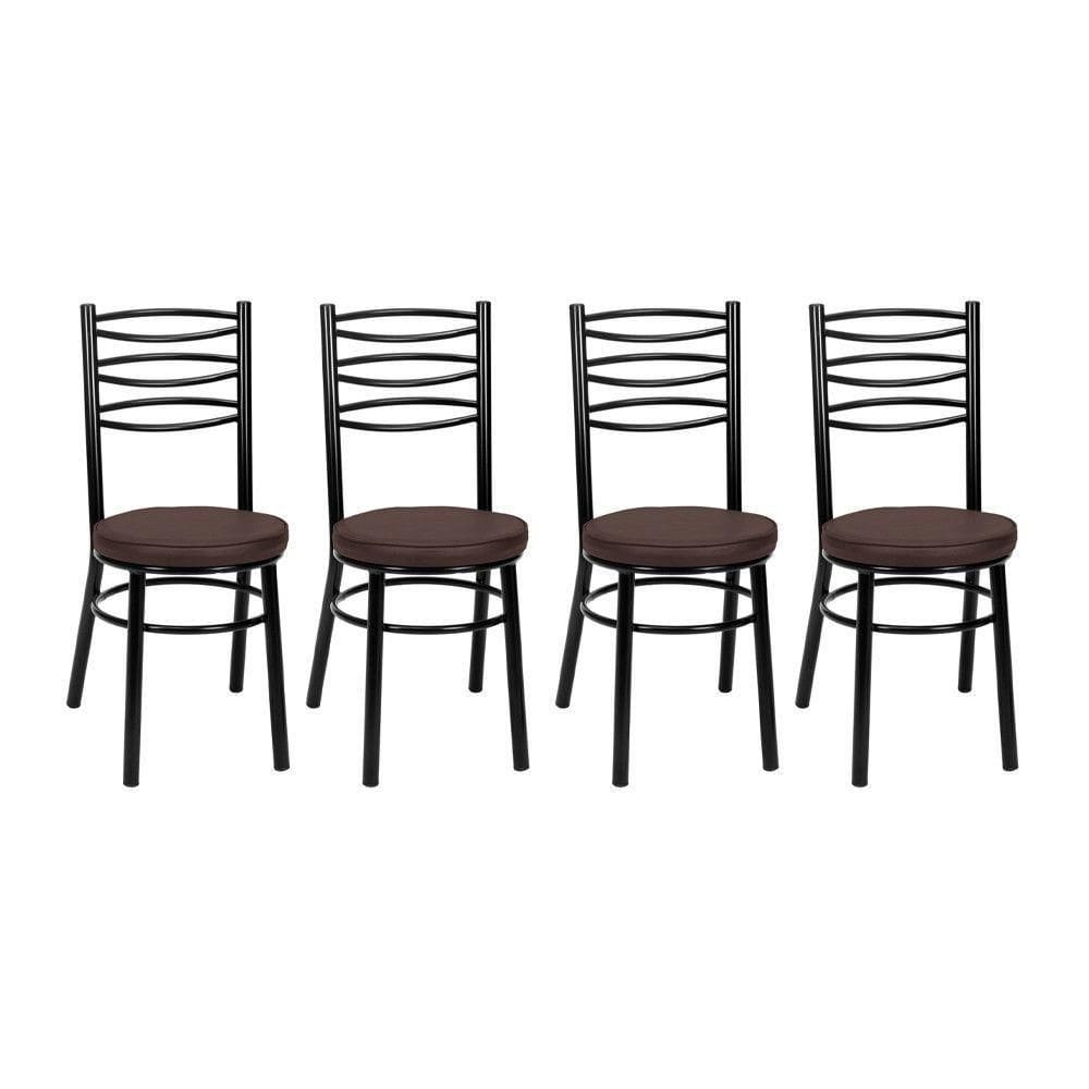 Kit 4 Cadeiras Cp34 Pintadas Pretas Debrum Treparoni Preto Com Marrom