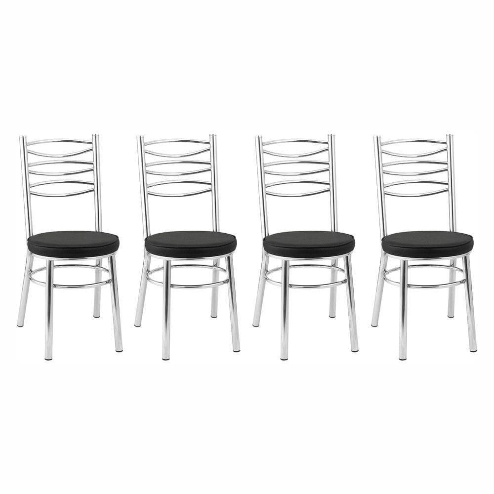 Kit 4 Cadeiras Cc34 Cromadas Debrum Treparoni Preto