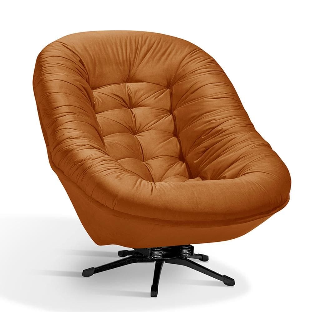 Poltrona Ibiza Sala Conforto em Veludo e Pés Giratórios