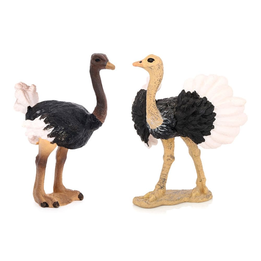 Conjunto de estatuetas de avestruz e ema em PVC realista para crianças x2