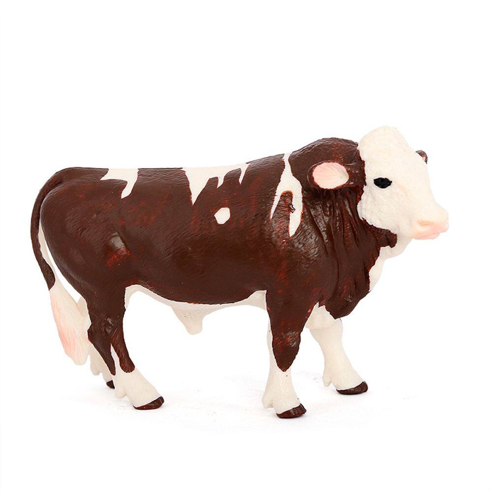 Estatueta de vaca Montbéliarde, modelo realista de animal de fazenda em PVC
