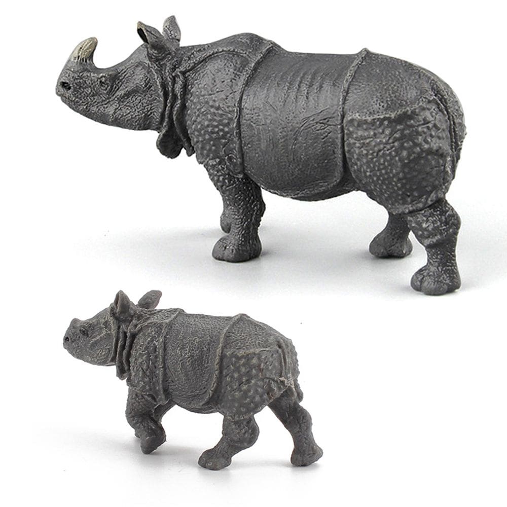 Conjunto de estatuetas de plástico de PVC realista de rinoceronte indiano para crianças