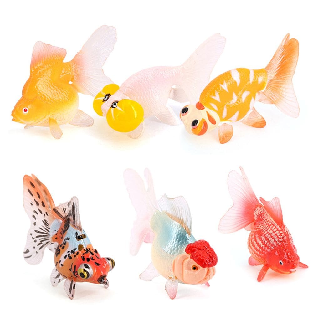 Conjunto de estatuetas Realistic Goldfish, 6 peças, modelo de peixe de aquário em PVC