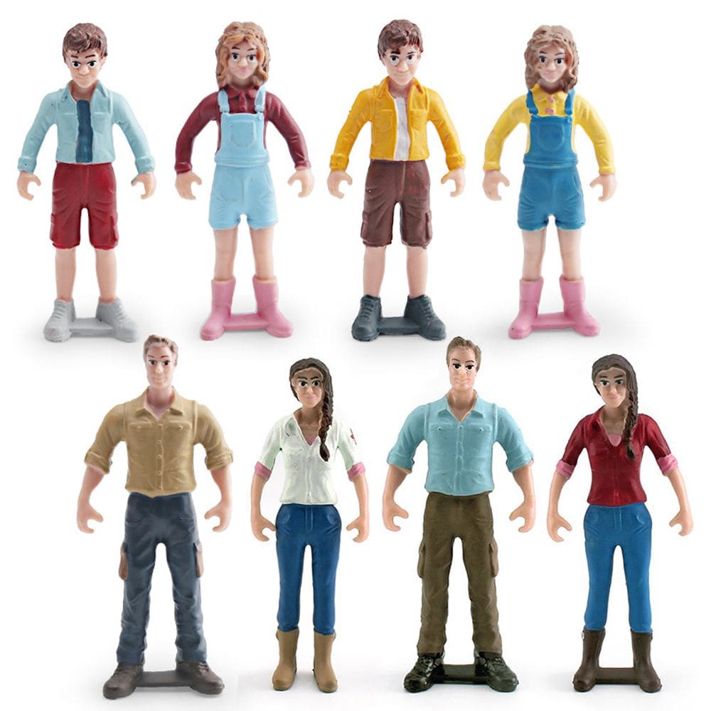 Conjunto de estatuetas em miniatura, 8 peças de figuras humanas de PVC para micro paisagens