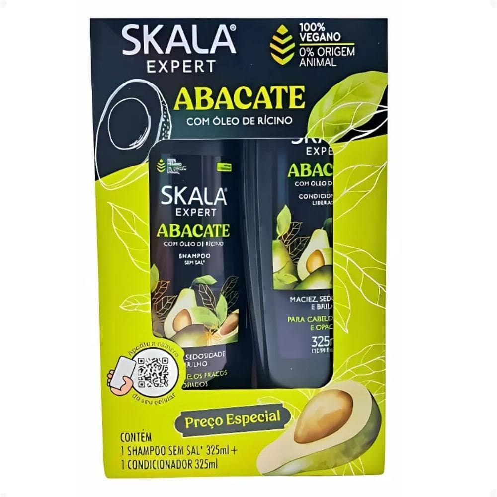 Kit Skala Expert Abacate Com Òleo De Rícino: Shampoo e Condicionador 325ml