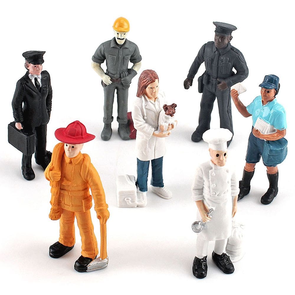Conjunto de estatuetas profissionais em miniatura, 7 peças de bonecos de PVC para crianças