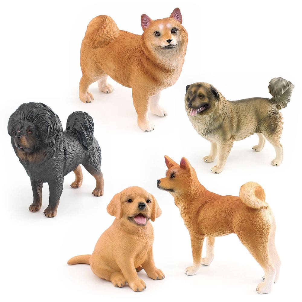 Conjunto de bonecos Realistic Dog, 5 peças, PVC, Samoyed, Labrador Shiba