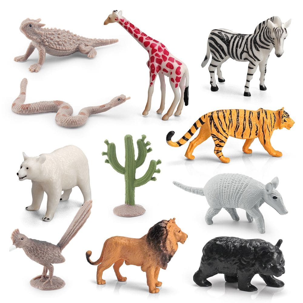 Conjunto de estatuetas de animais selvagens de 11 peças de PVC para crianças e decoração