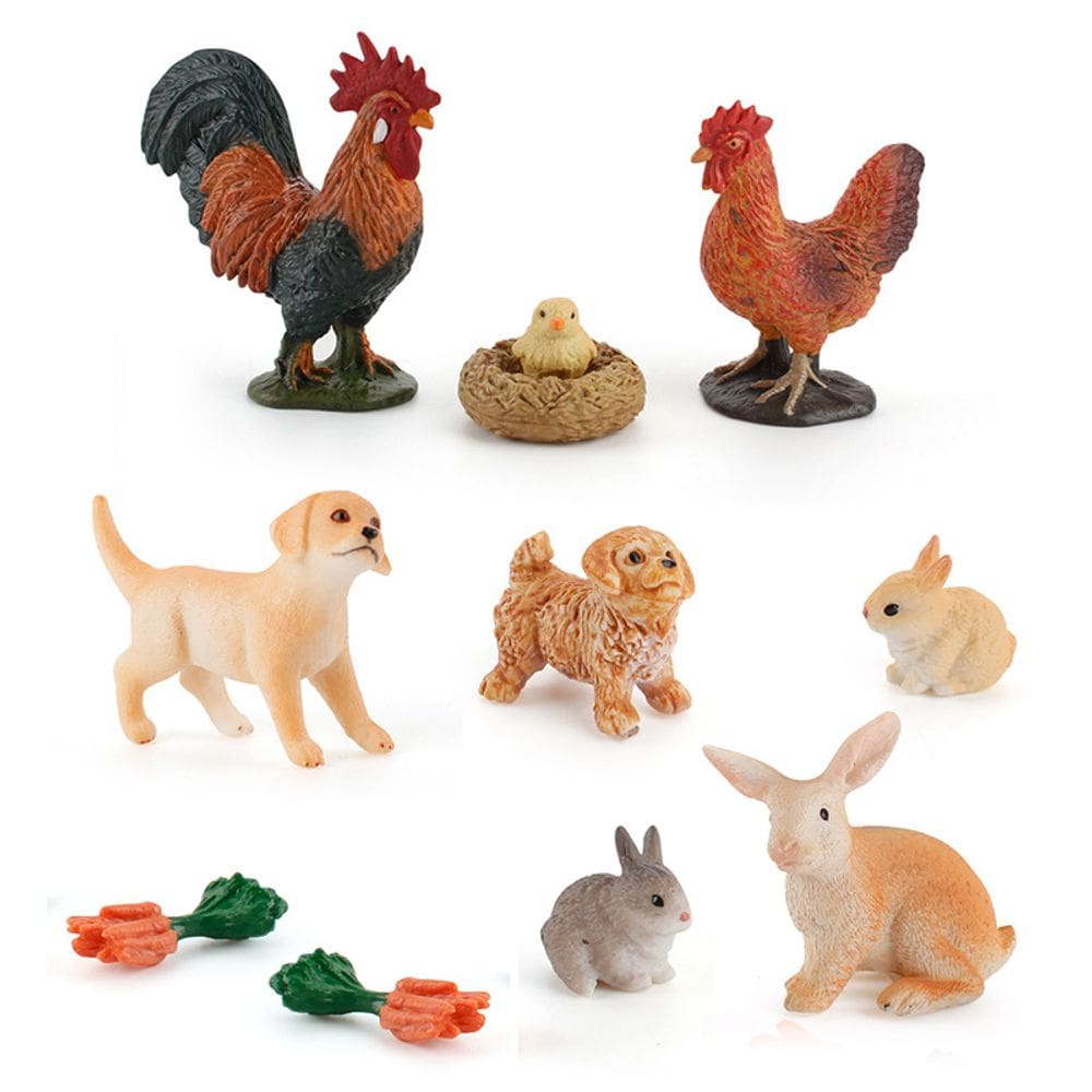 Conjunto de bonecos de animais de fazenda em miniatura, 3 peças de brinquedo infantil de PVC de 3 anos ou mais