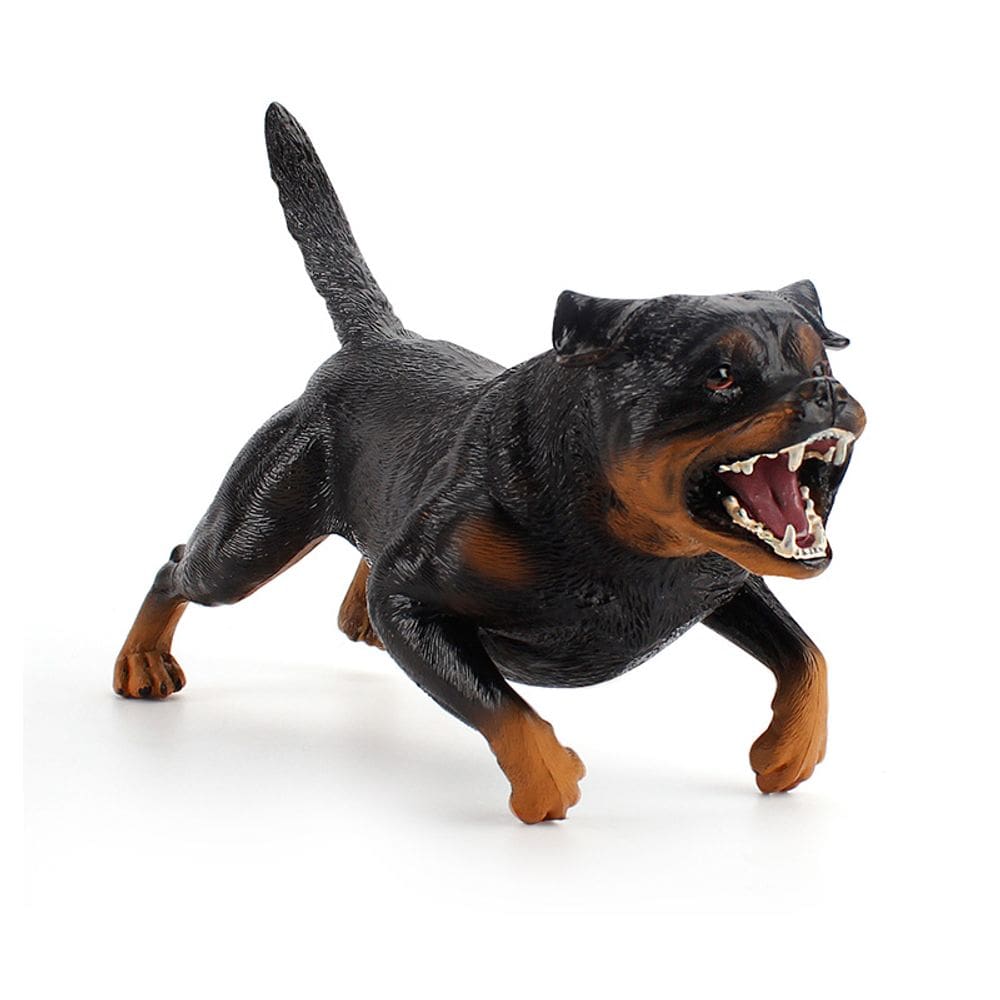 Estatueta de cachorro grande Rottweiler realista em PVC modelo 21,5 cm