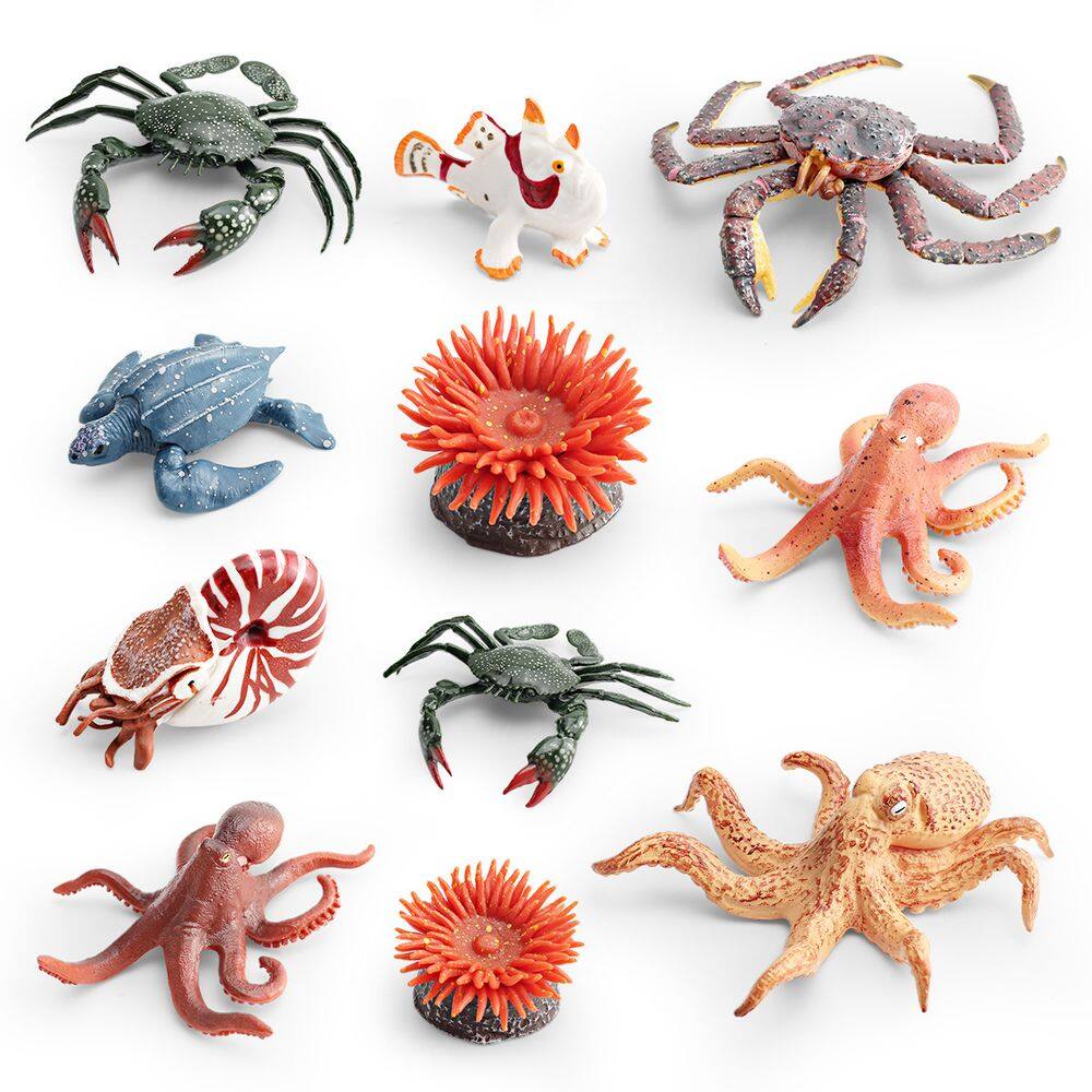 Conjunto de estatuetas de animais oceânicos em PVC Marine Life, 11 unidades para crianças