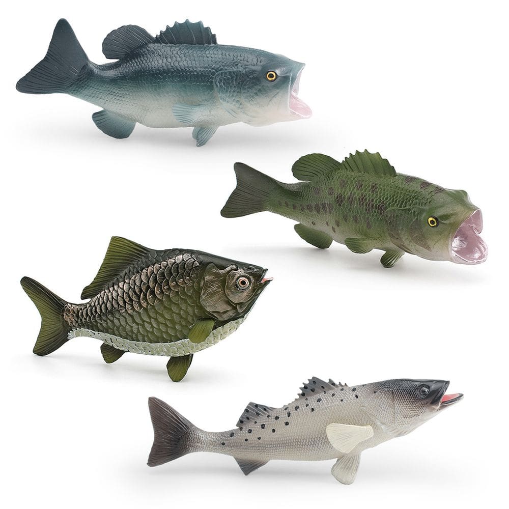 Conjunto de bonecos de brinquedo Coleção Freshwater Fish para crianças com 4 peças