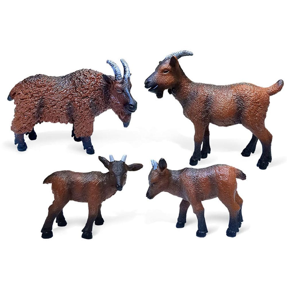 Conjunto de minibonecos de cabra em PVC realista para animais de fazenda, 4 unidades