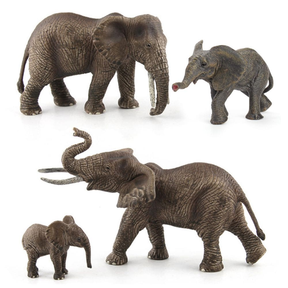 Conjunto de figuras Família genérica realista de elefantes selvagens africanos