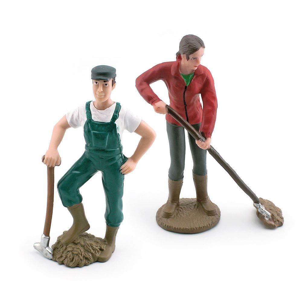 Conjunto de estatuetas de fazendeiro em PVC realista de 2 peças para crianças
