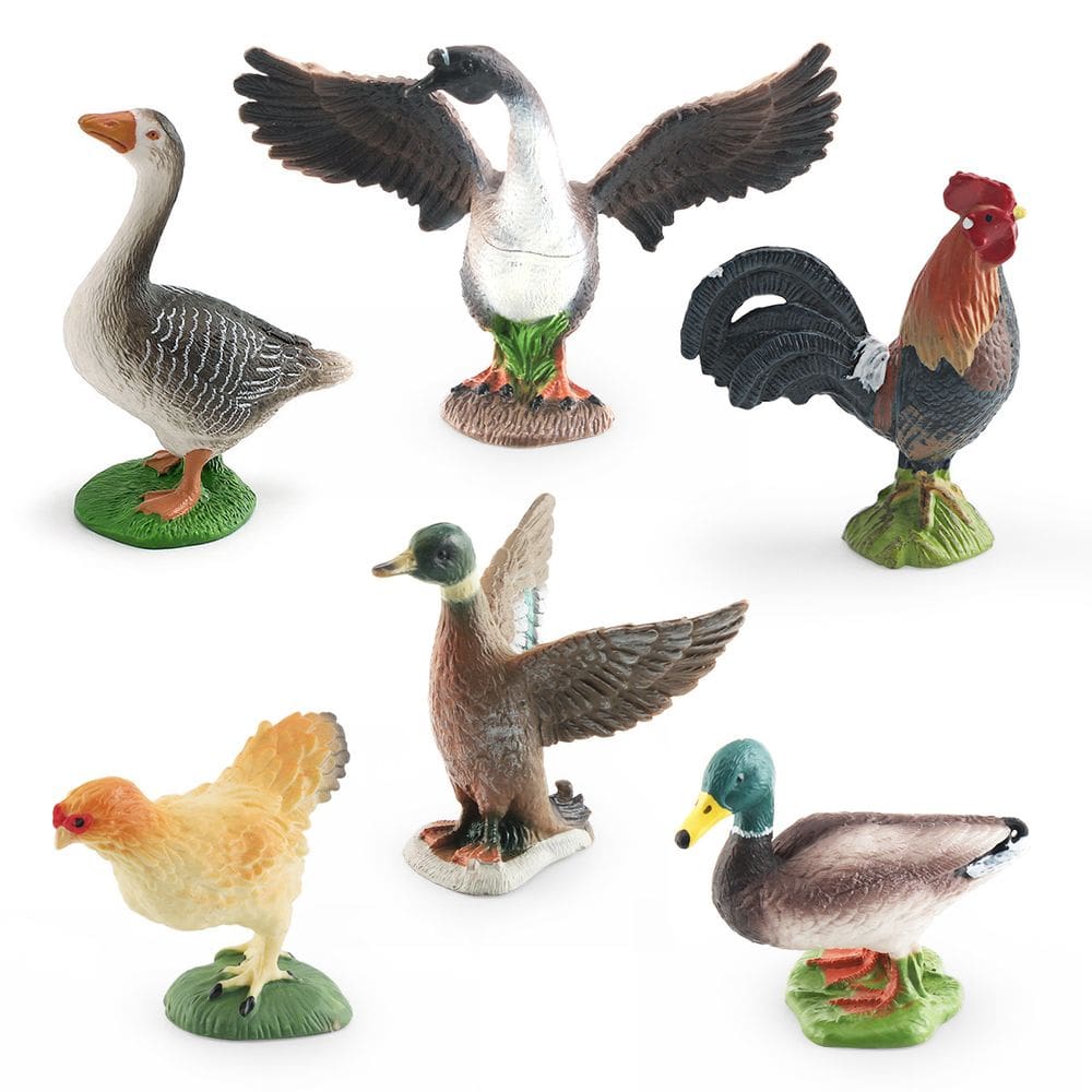 Conjunto de bonecos de animais de fazenda, 6 peças realistas de PVC para crianças de 3 anos ou mais