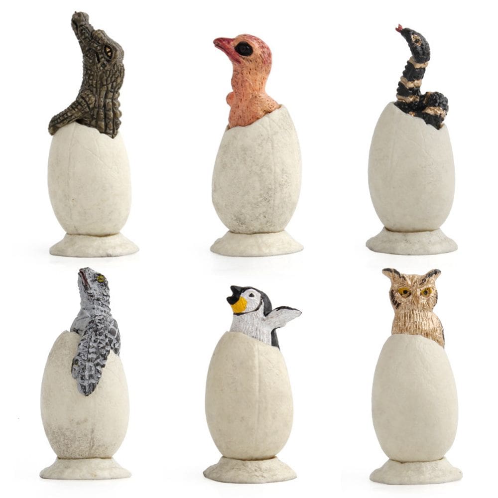 Mini estatuetas de animais Hatch Eggs Set, brinquedo de PVC realista para crianças