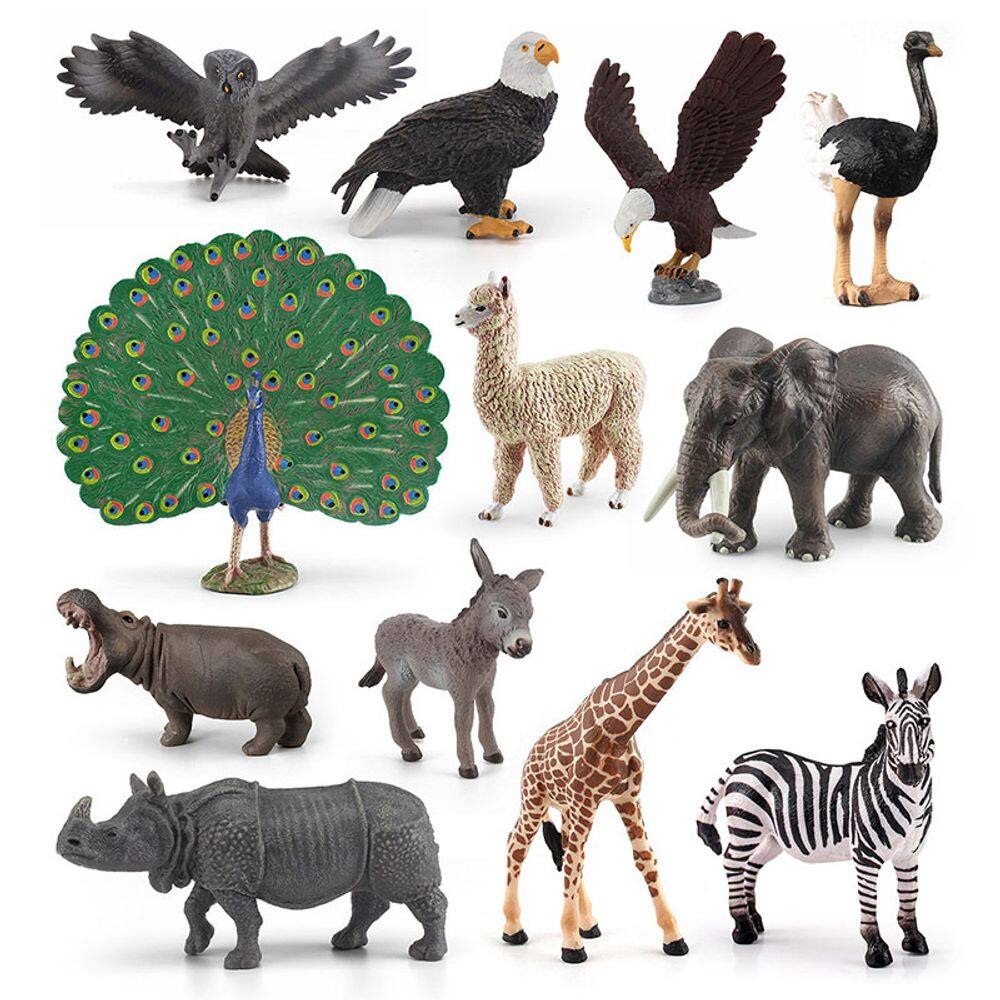 Conjunto de estatuetas de animais selvagens, 12 peças, modelos realistas de PVC para crianças