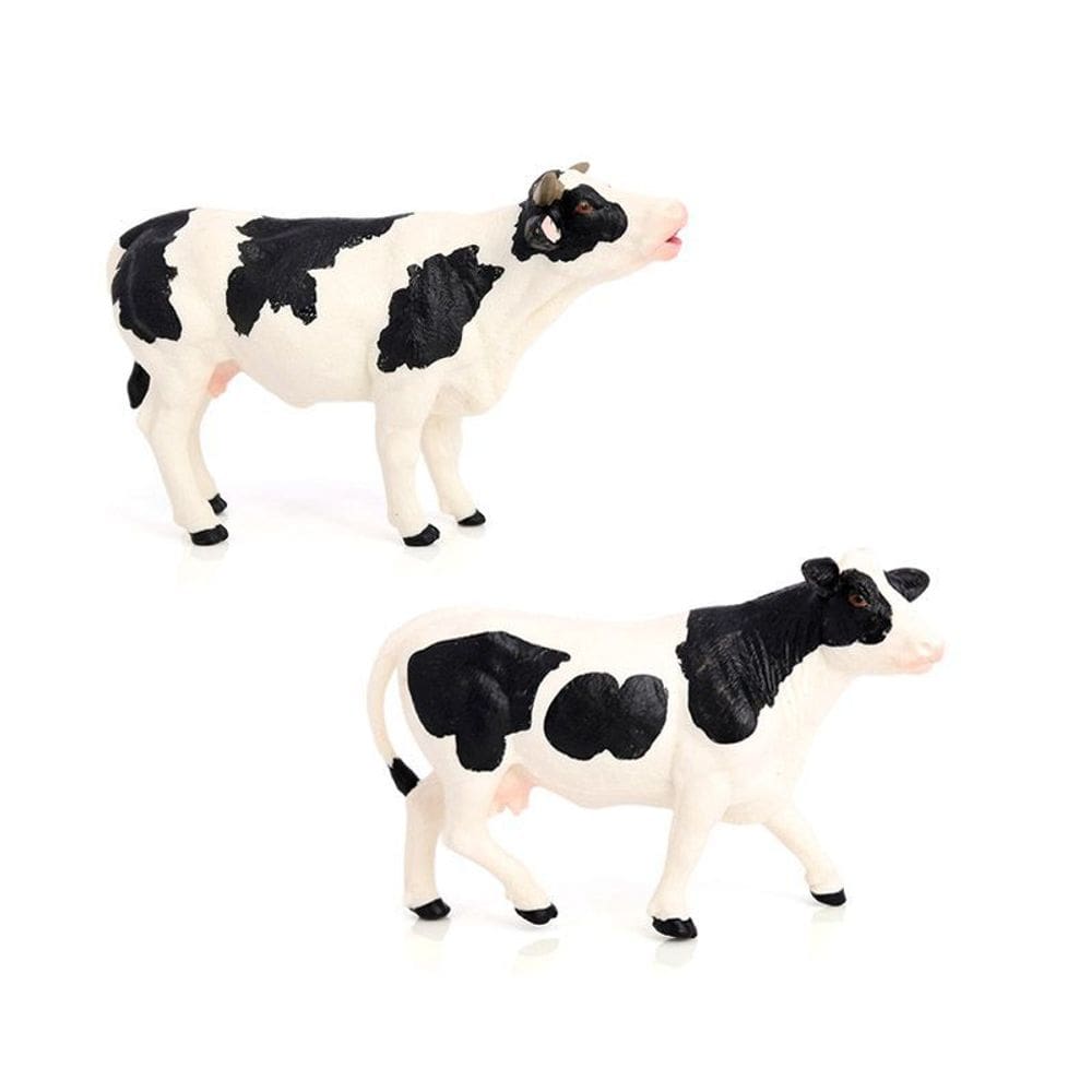 Conjunto de estatuetas de vaca realista em PVC para animais de fazenda em miniatura x2