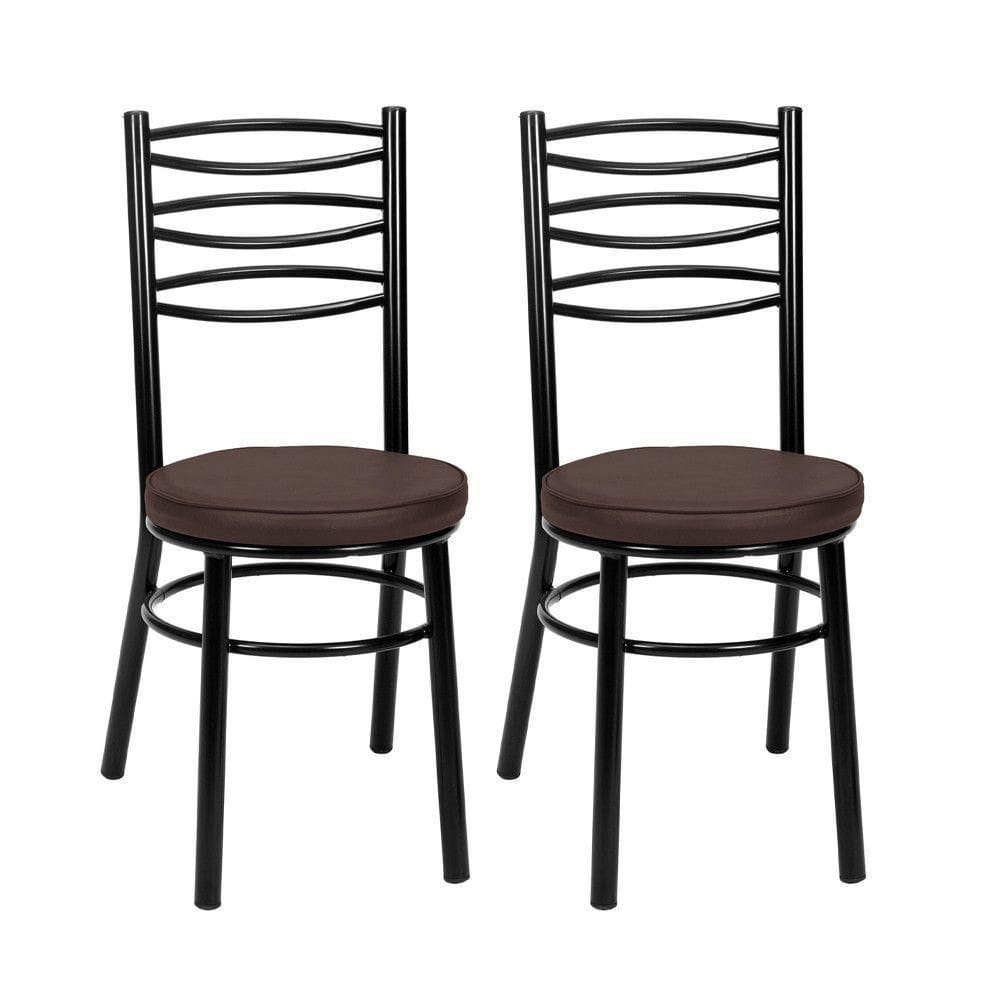 Kit 2 Cadeiras Cp34 Pintadas Pretas Debrum Treparoni Preto Com Marrom