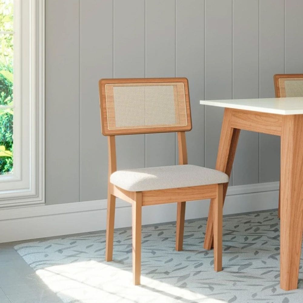 Kit 2 Cadeiras CA35 com Encosto em Tela Freijó Cesare Claro J23 Dalla Costa