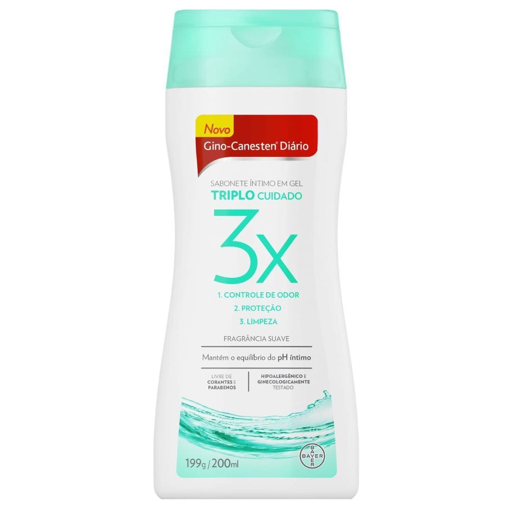 Sabonete Íntimo em Gel Gino Canesten Diário Triplo Cuidado 200ml