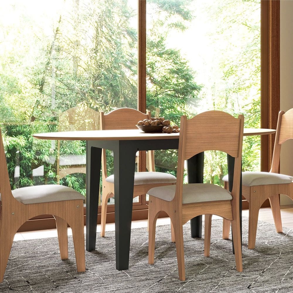 Mesa de Jantar Extensível 4 Lugares TM70 Freijó Preto Fosco Dalla Costa