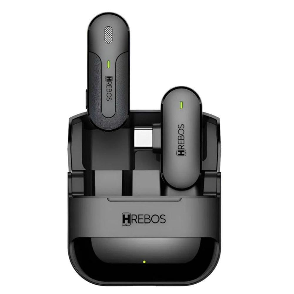 Microfone Lapela Sem Fio Hrebos If-210 Tipo C Com Case Preto