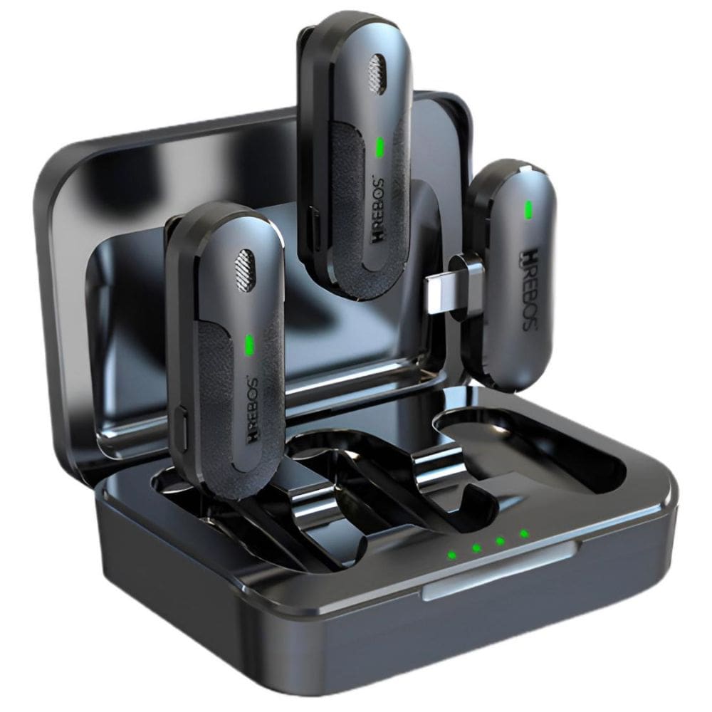 Microfone Lapela Profissional Sem Fio Duplo Hrebos If-207 Preto
