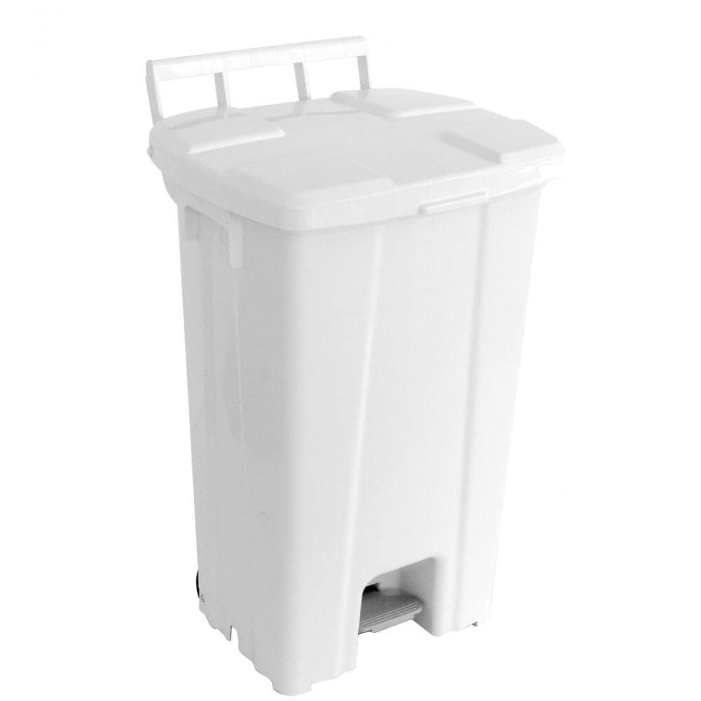 Lixeira De Plástico Branca Quadrada Com Pedal 100 Litros - P100b - Jsn