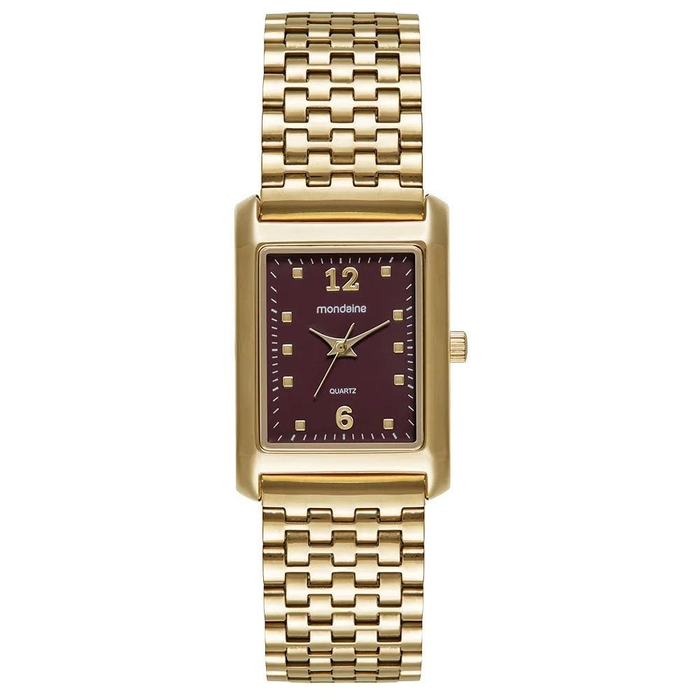 Relógio Mondaine Feminino Dourado Quadrado 32921LPMVDE2