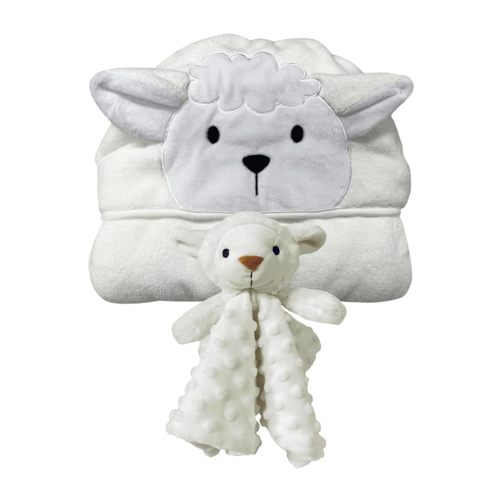 Kit Ovelha - Toalha de Banho com Capuz + Naninha - Laço Bebê