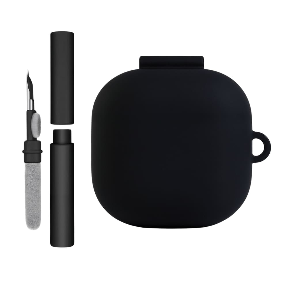 Kit Caneta de Limpeza e Capa Protetora Nerdcase Compatível com Samsung Galaxy Buds FE, Buds Core, Buds 2, Live e Pro, Silicone, Preto