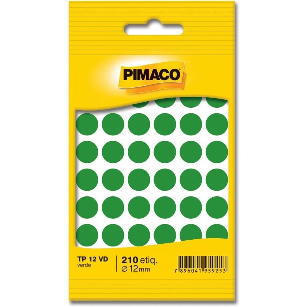 Etiqueta Redonda Tp-12 Verde Redonda 12 Mm 210 etiq - Pimaco
