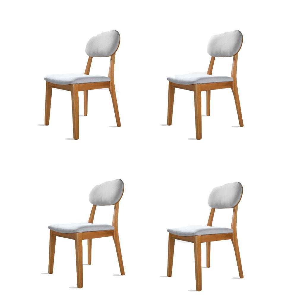 Kit 4 Cadeiras Dalia Madeira Maciça Tauari e Linho Prata