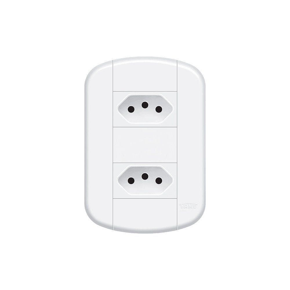 Tomada Dupla Fame Blanc+ 2p+t 10a Com Placa 4x2 Branca