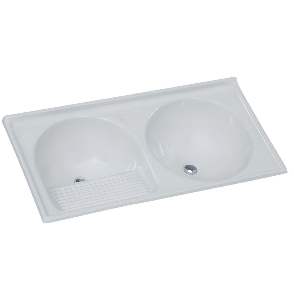 Tanque De Granito Sintético Duplo N°2 110x55cm Branco - 500207 - A.j. Rorato