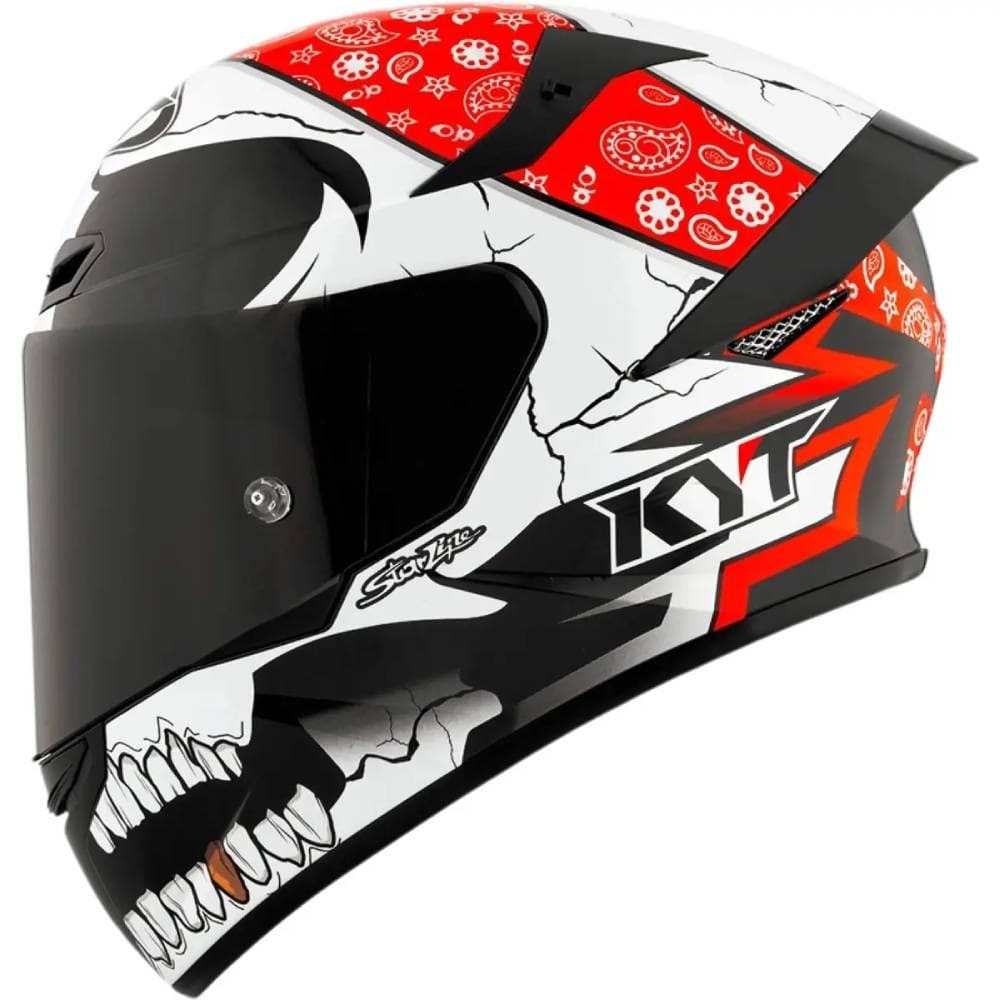 Capacete KYT TT Course Pirate Preto Branco e Vermelho