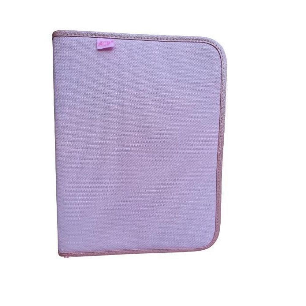 Fichário Escolar, Universitário, Com Ziper Rosa Acp