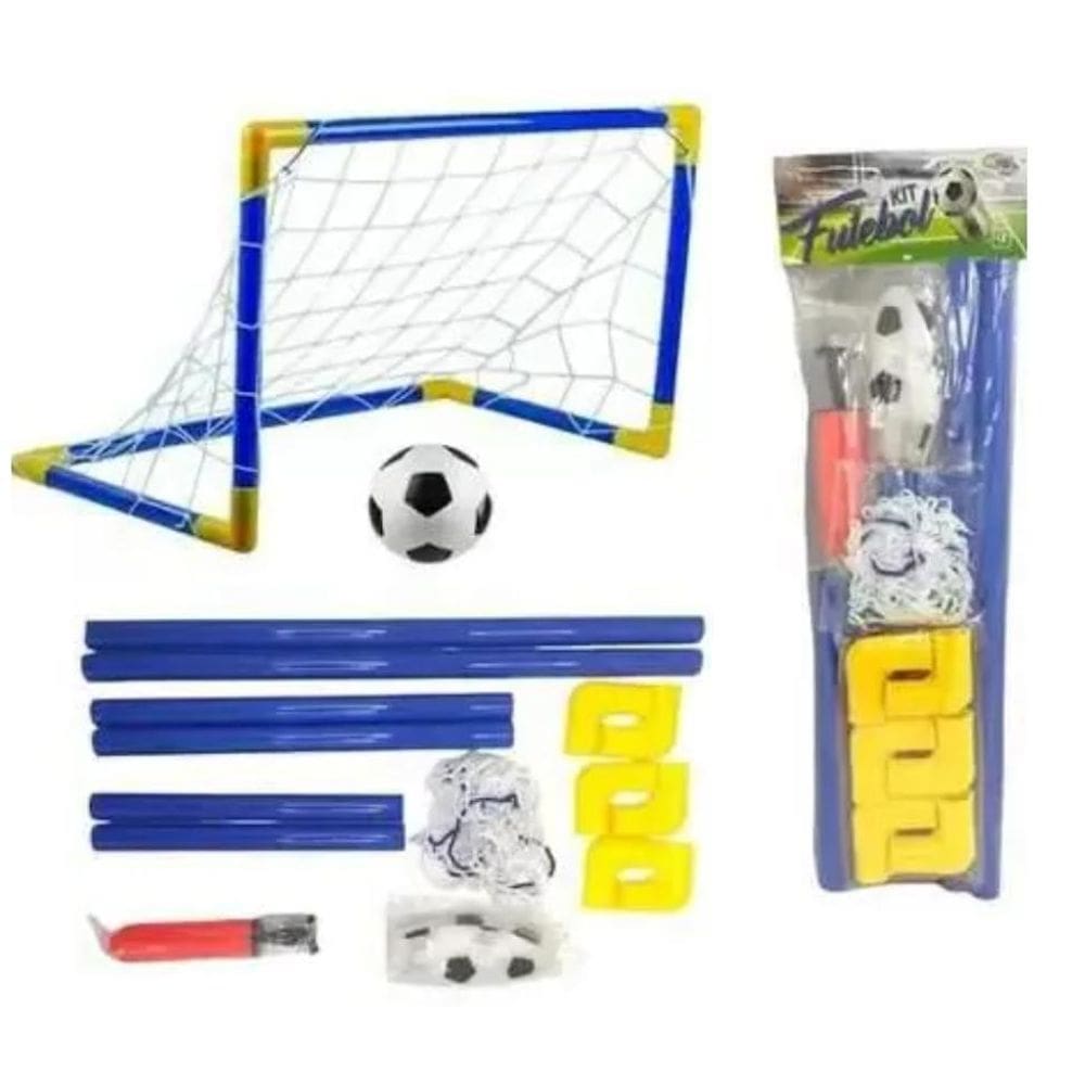 Kit Trave Bola 40Cmx60Cm Infantil Gol Rede Com Bomba De Ar