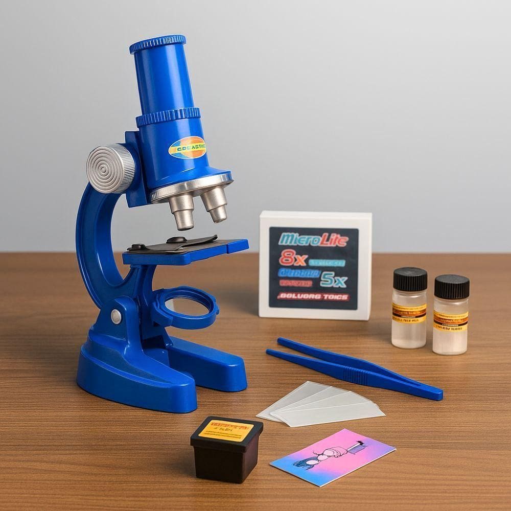 Microscópio Infantil Educativo Led 100x 200x 450x Cientista
