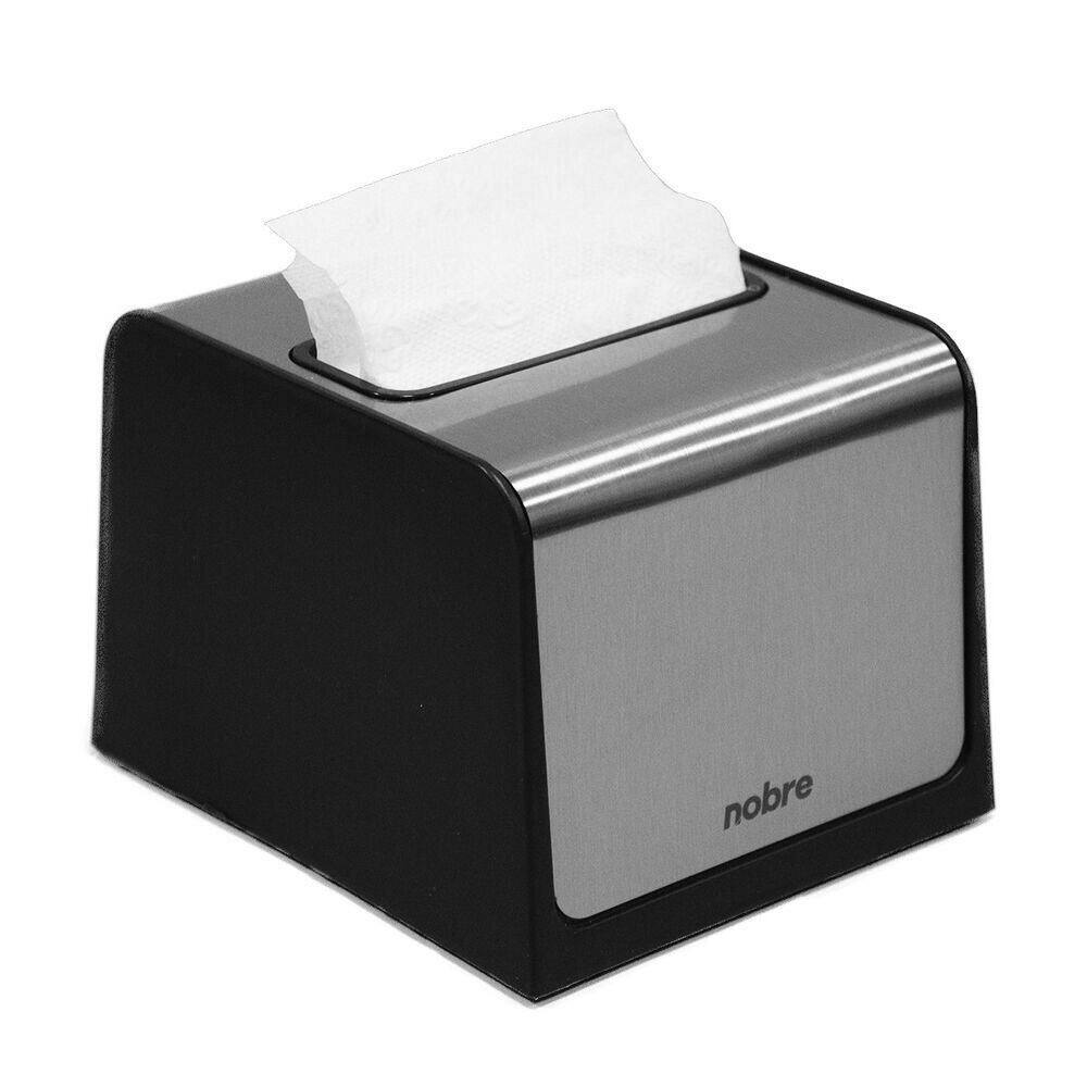 Dispensador De Guardanapos Elegante - Preto E Inox Para Sofisticação Em Ambiente Moderno