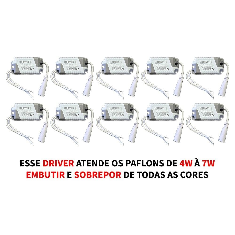 10 Driver Led Reator Fonte Para Plafon 4w A 6w (7w) Bivolt